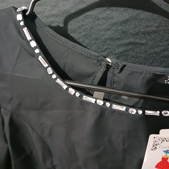 Bundle of NEW Women rhinestone bling round neck bell sleeve blouses - Picture 12 of 16